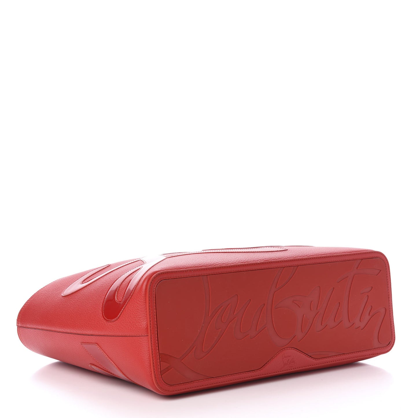 Calfskin Patent Logo Spikes East West Cabata Tote Red