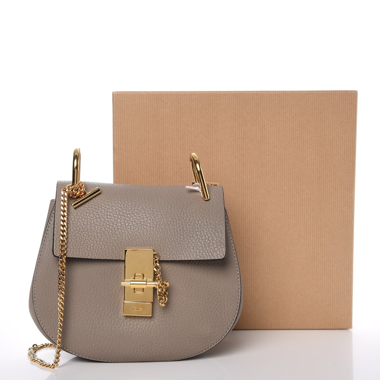 Grained Lambskin Mini Drew Shoulder Bag Motty Grey