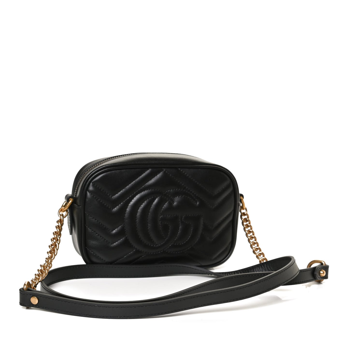 Calfskin Matelasse Mini GG Marmont Chain Shoulder Bag Black