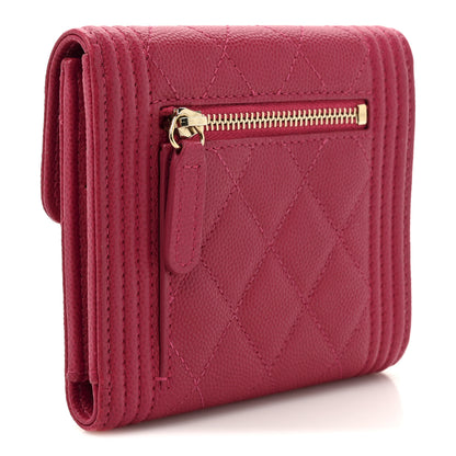 Chanel Caviar Quilted Compact Boy Wallet Pink 3 of 10
