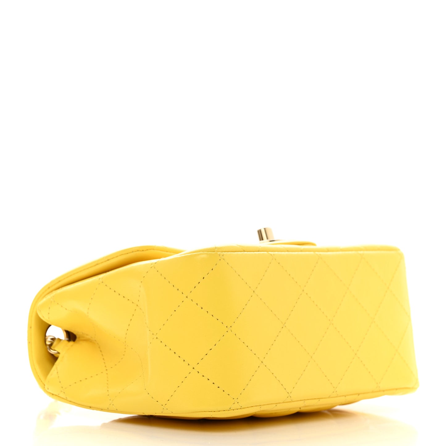 Lambskin Quilted Mini Square Flap Yellow
