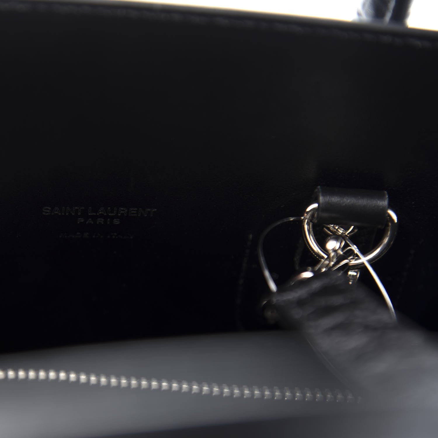Saint Laurent Calfskin Crocodile Embossed Small Sac de Jour Black 6 of 10