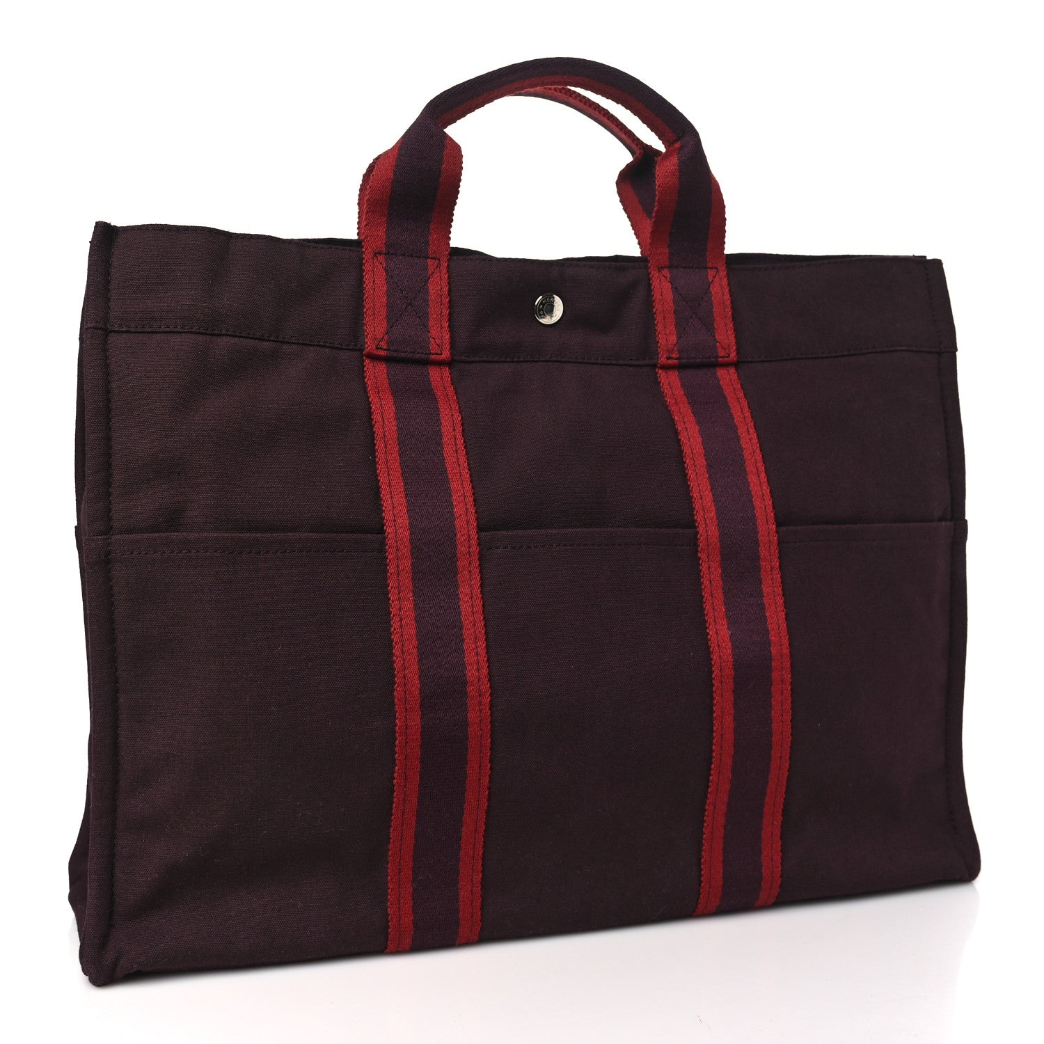 Hermes Canvas Fourre Tout MM Burgundy 3 of 9