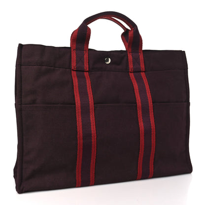 Hermes Canvas Fourre Tout MM Burgundy 3 of 9