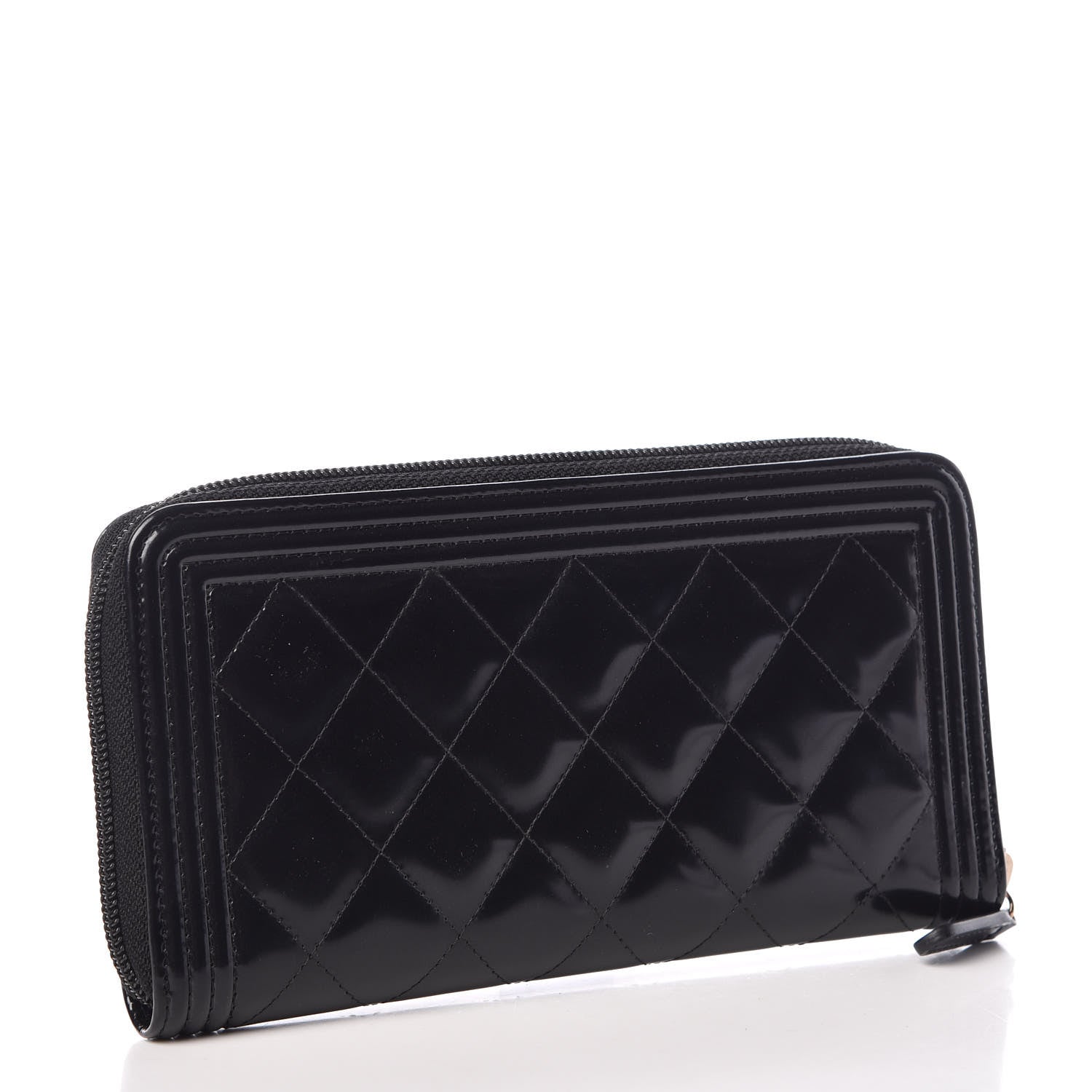Chanel Glazed Calfskin Boy Zip Around Wallet Black 3 of 9