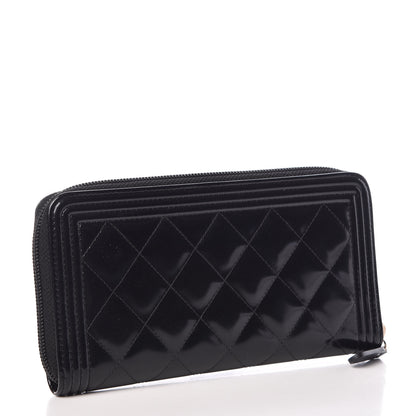 Chanel Glazed Calfskin Boy Zip Around Wallet Black 3 of 9