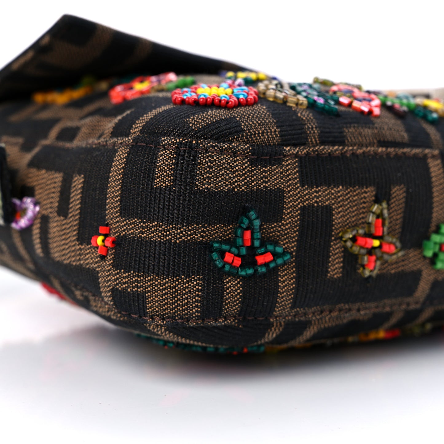Zucca Lizard Embroidered Baguette Tobacco Green Multicolor