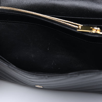 Saint Laurent Grain De Poudre Matelasse Chevron Monogram Chain Wallet Black 13 of 19