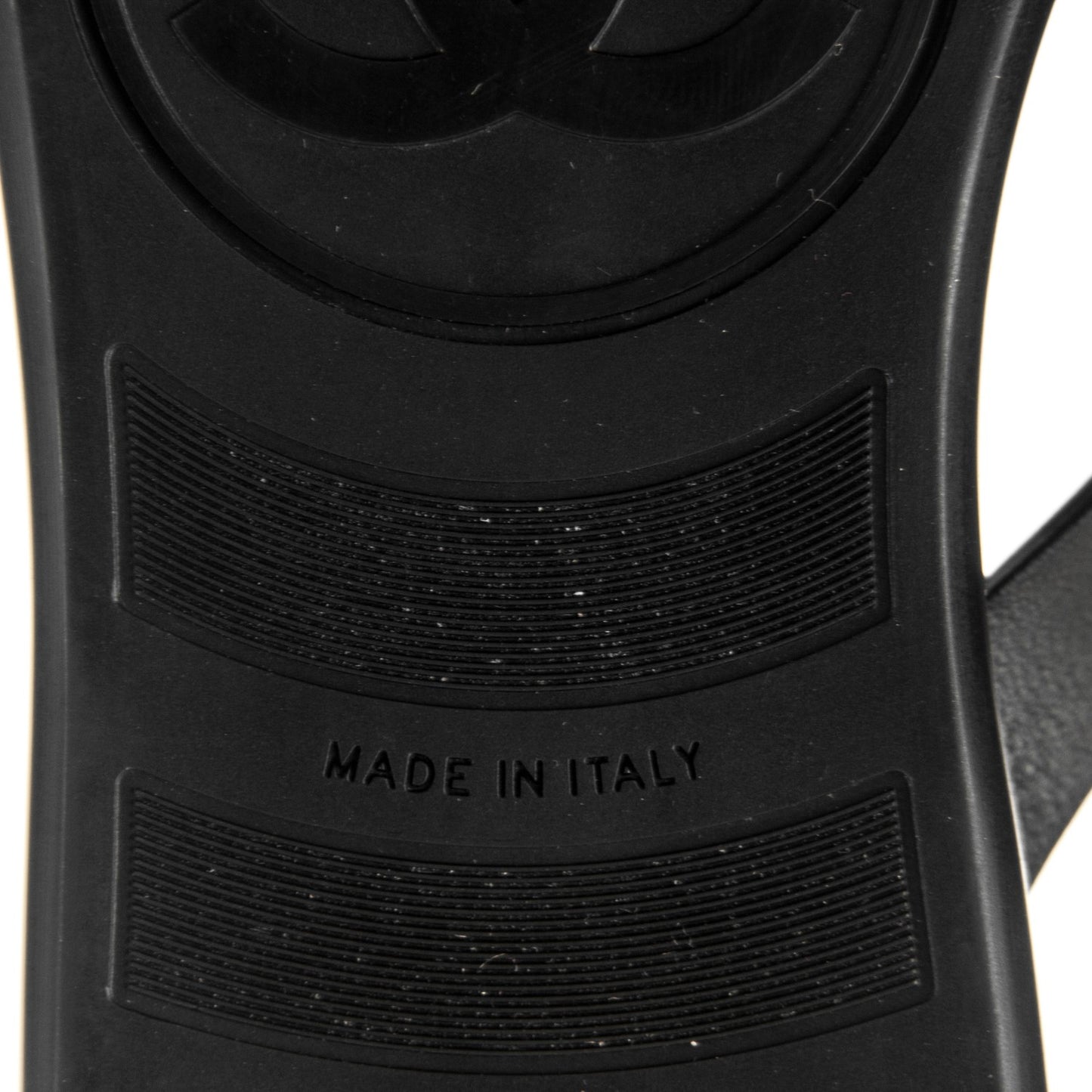 Calfskin Rubber Thong Sandals 35.5 Black