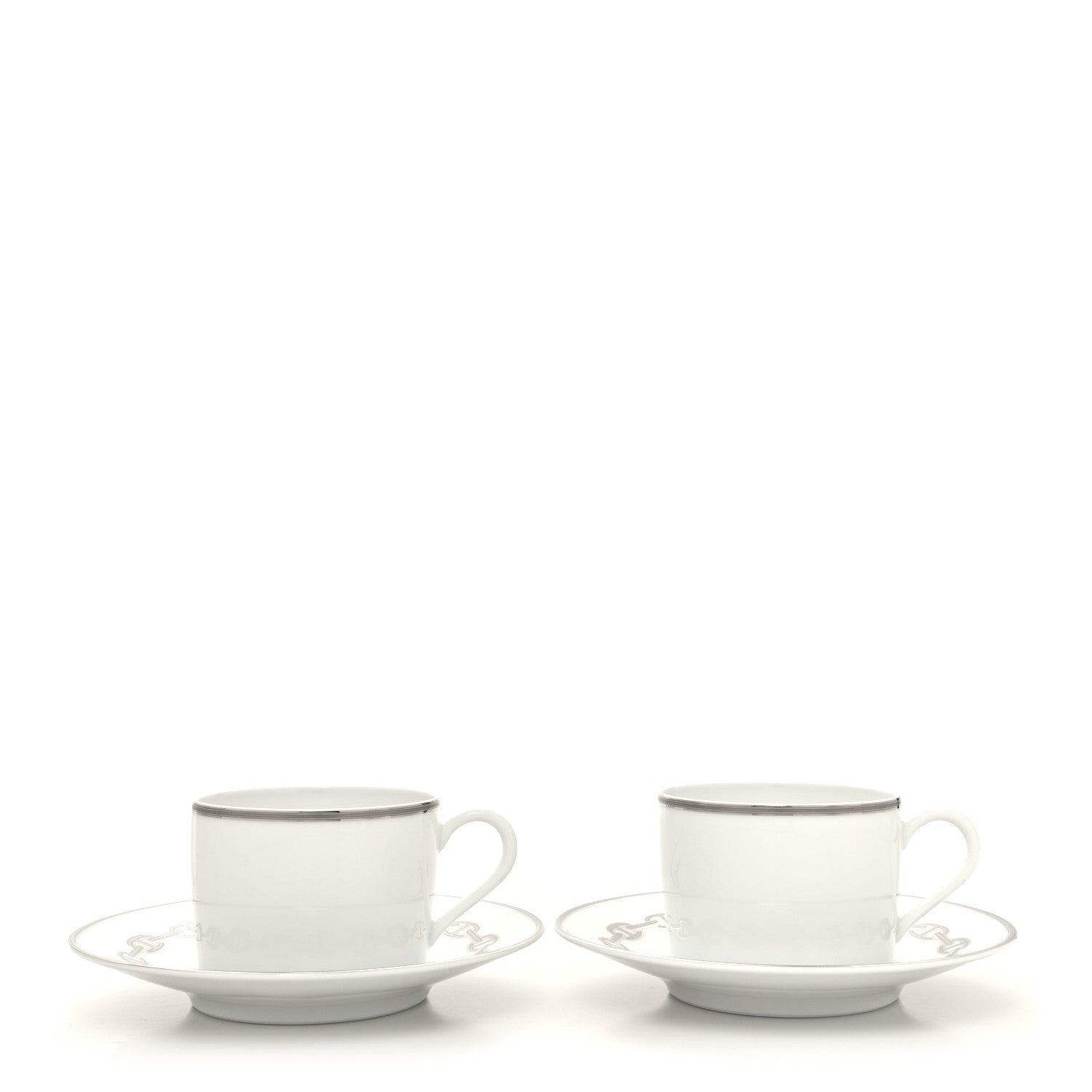 Hermes Porcelain Platinum Chaine d'Ancre Tea Cup and Saucer Set of 2 3 of 11