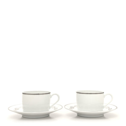 Hermes Porcelain Platinum Chaine d'Ancre Tea Cup and Saucer Set of 2 3 of 11