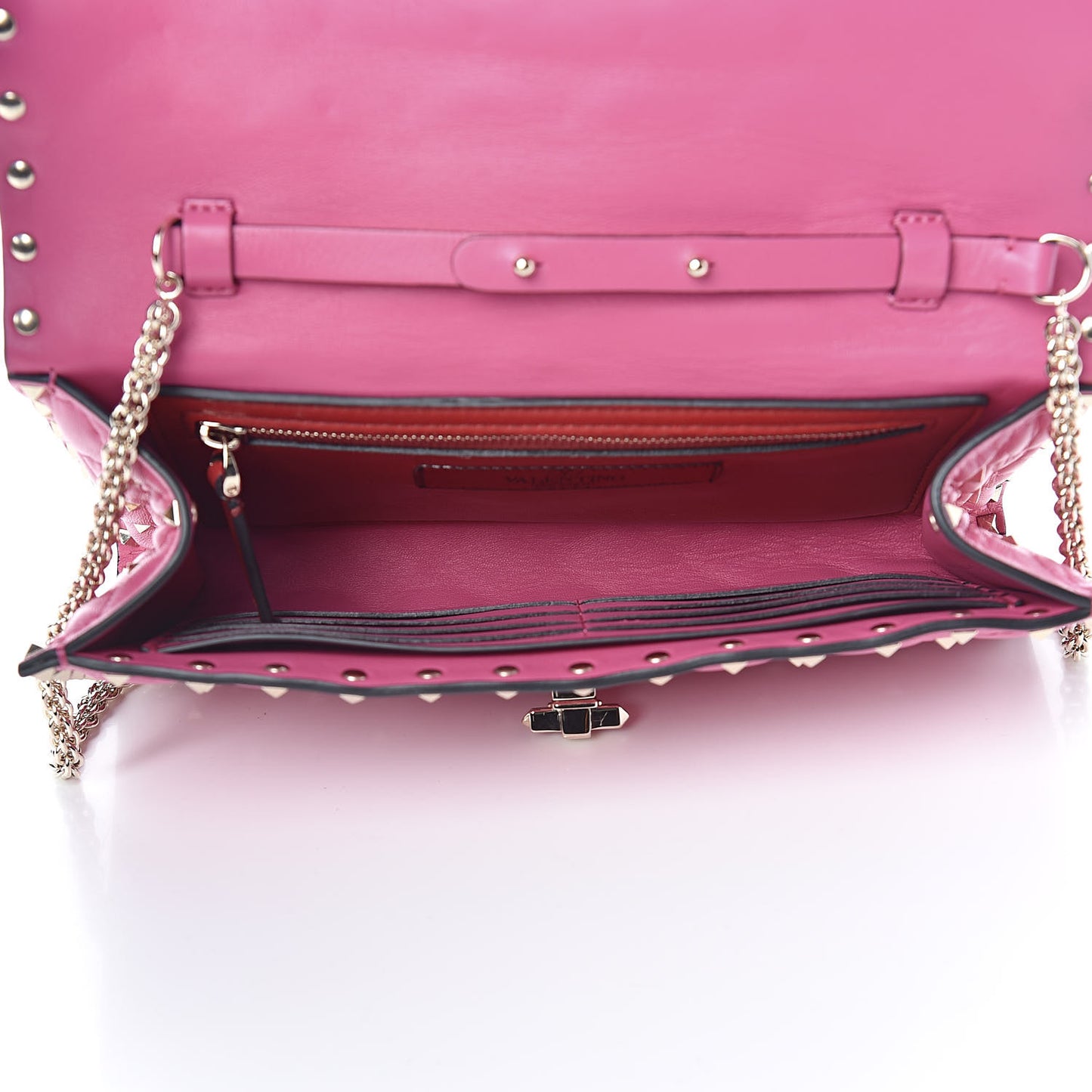 Nappa Rockstud Spike Wallet On Chain Pink Orchid