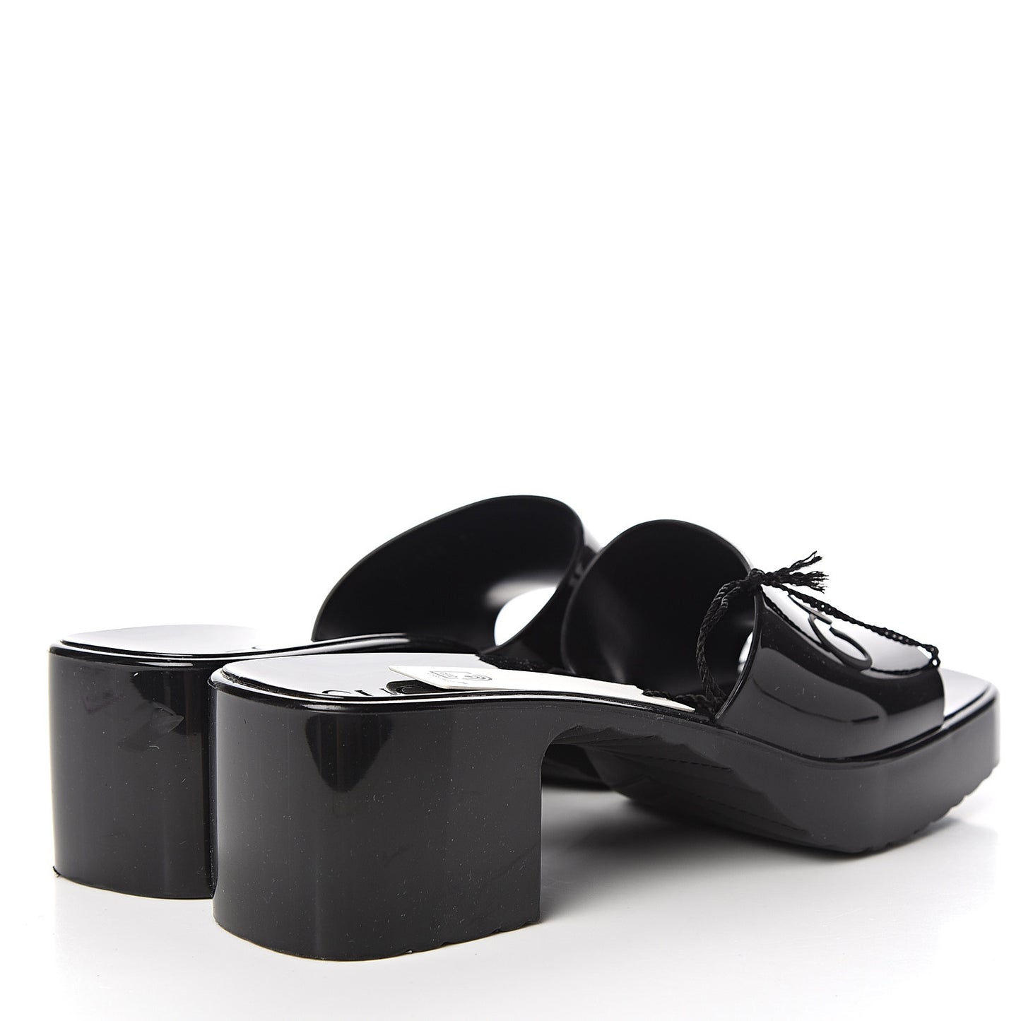 Rubber Gucci Logo Womens Platform 20/60mm Slide Sandals 37 Black