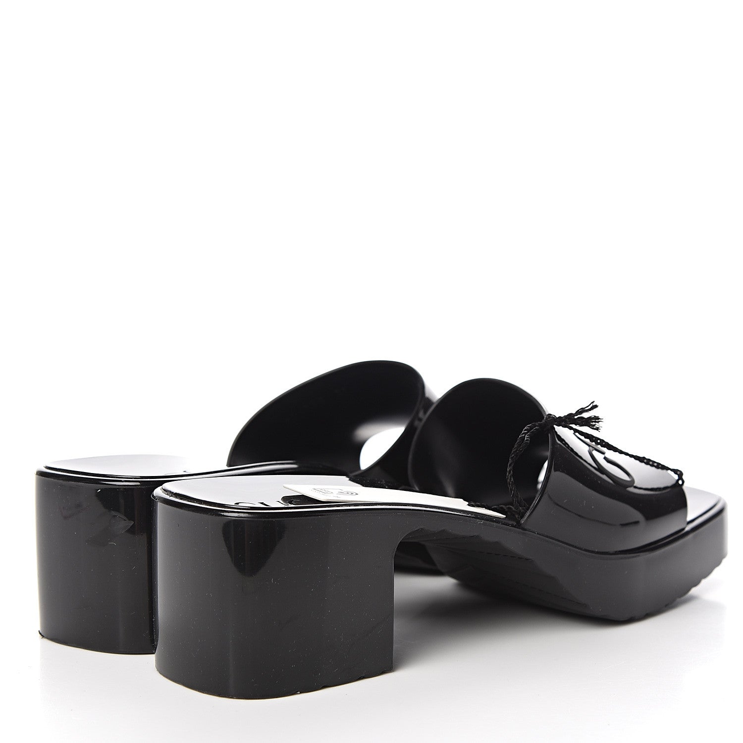 Gucci Rubber Gucci Logo Womens Platform 20/60mm Slide Sandals 37 Black 4 of 9