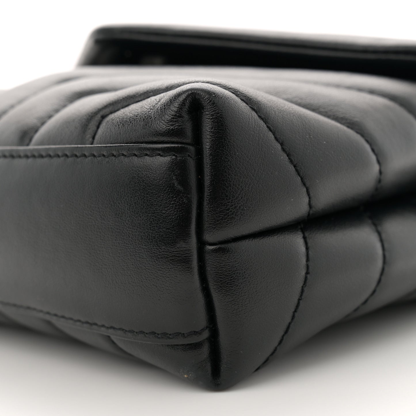 Calfskin Y Quilted Monogram Monochrome Toy Loulou Crossbody Bag Black