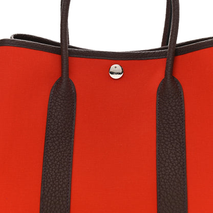 Hermes Toile Vache Country Garden Party Tote 30 TPM Orange Poppy Rouge Grenat 8 of 12