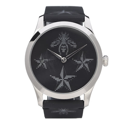 Gucci Stainless Steel Calfskin 38mm G-Timeless Bee Star Hologram Quartz Watch Black 1 of 6