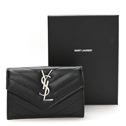 Saint Laurent Grain De Poudre Matelasse Chevron Small Monogram Envelope Wallet Black 8 of 8