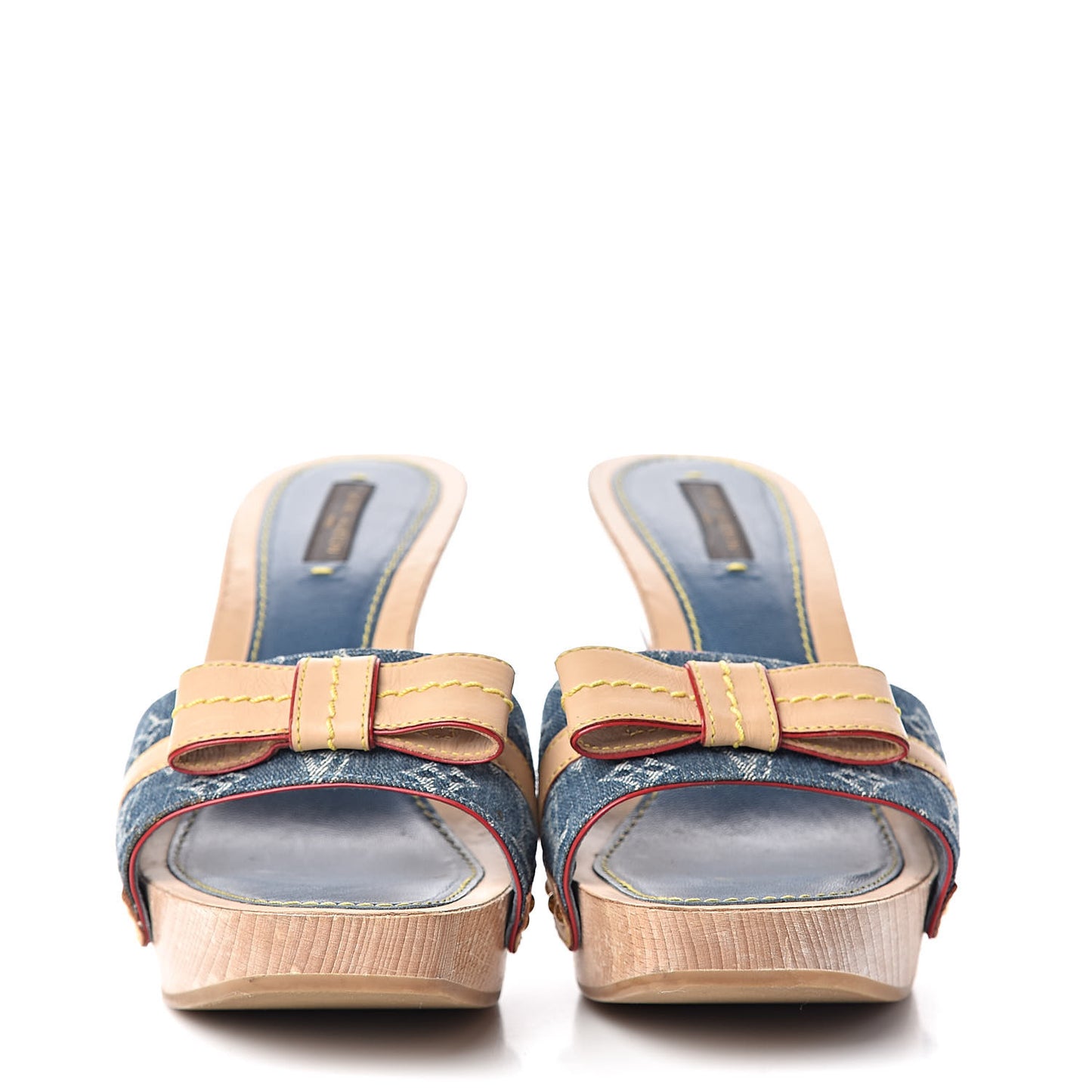 Denim Bow Mules Heels 38