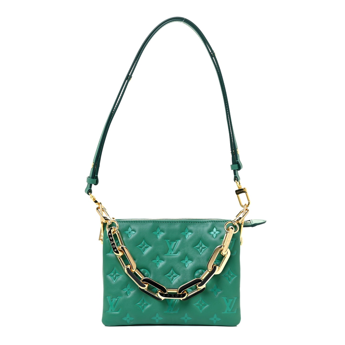 Lambskin Embossed Monogram Coussin BB Emeraude