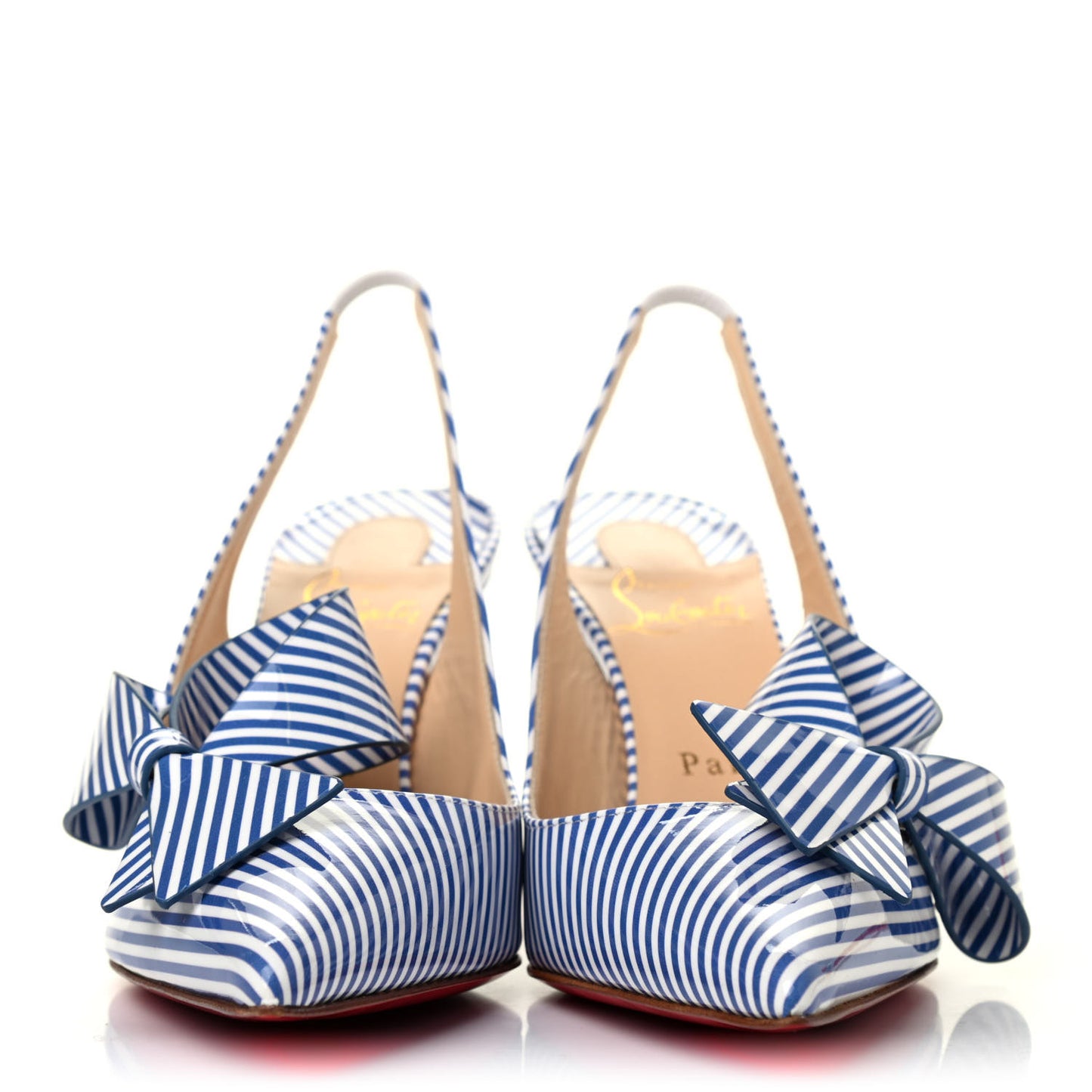 Patent Stripes Clare Nodo 80 Pumps 36.5 Jeans White