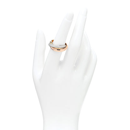 Cartier 18K White Yellow Pink Gold Diamond Classic Trinity Paved Ring 53 6.25 2 of 5