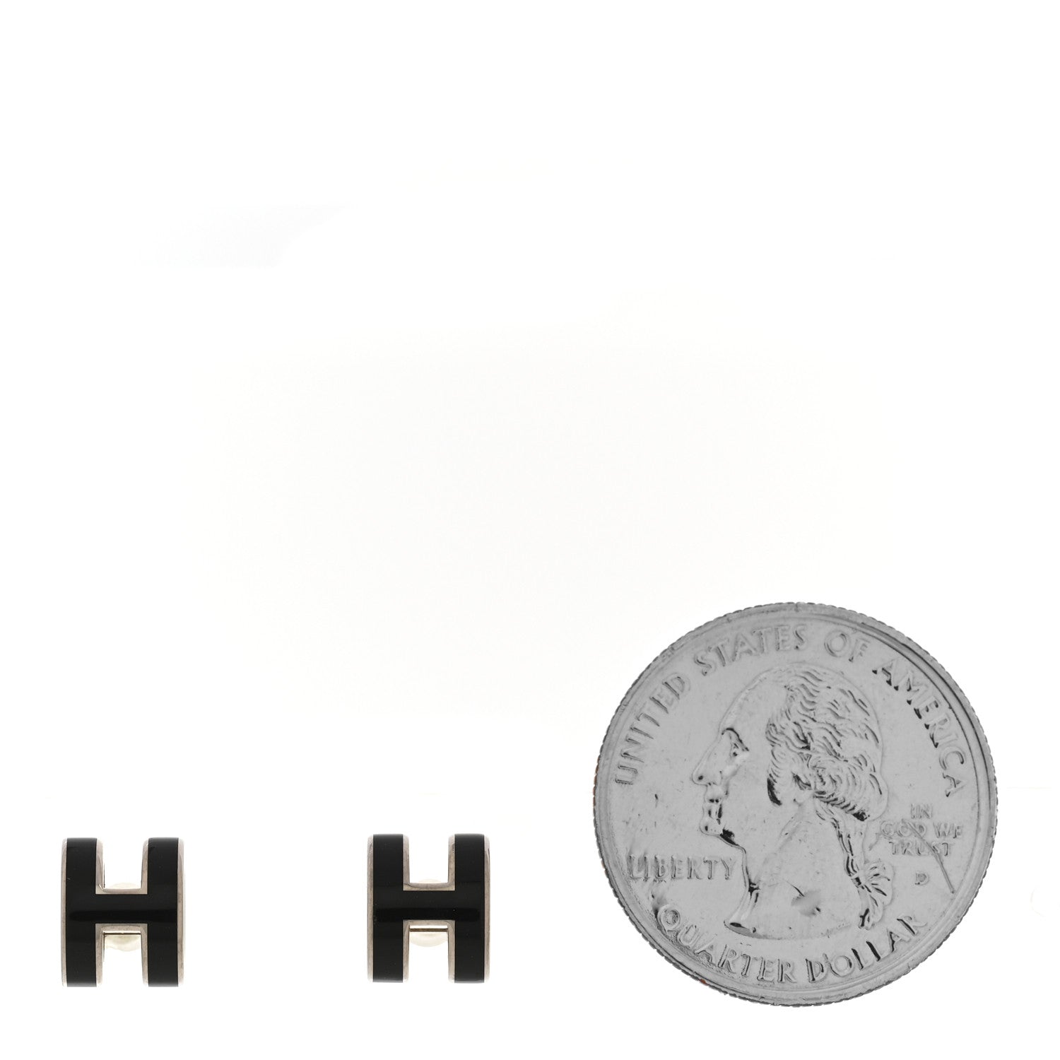 Hermes Palladium Lacquered Mini Pop H Earrings Black 2 of 7