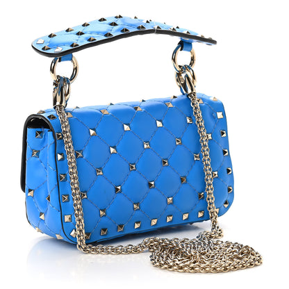 Valentino Garavani Calfskin Mini Rockstud Spike Shoulder Bag Blue Fluo 3 of 9
