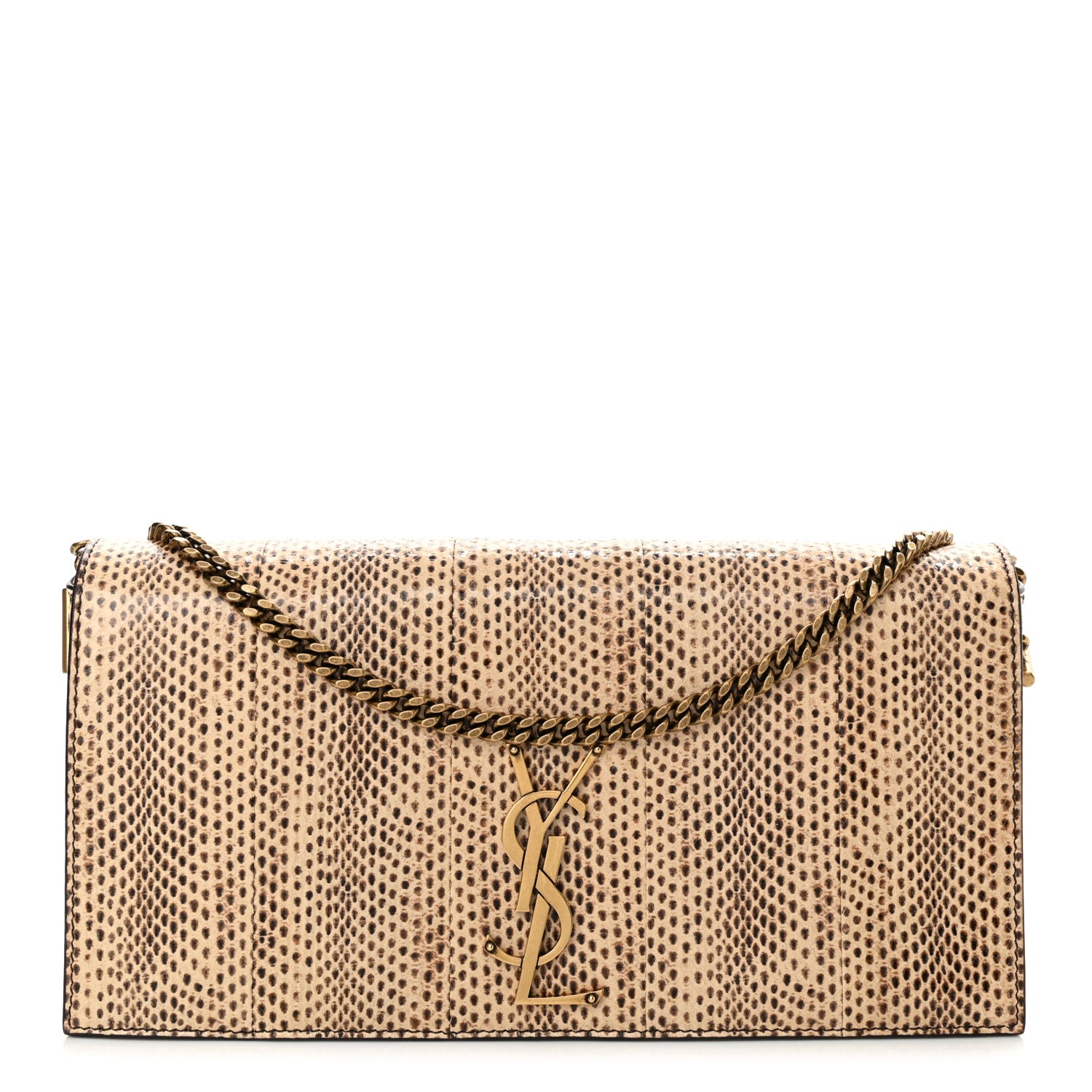 Saint Laurent Calfskin Snakeskin Embossed Monogram Kate 99 Dark Tangerine Brown 1 of 10