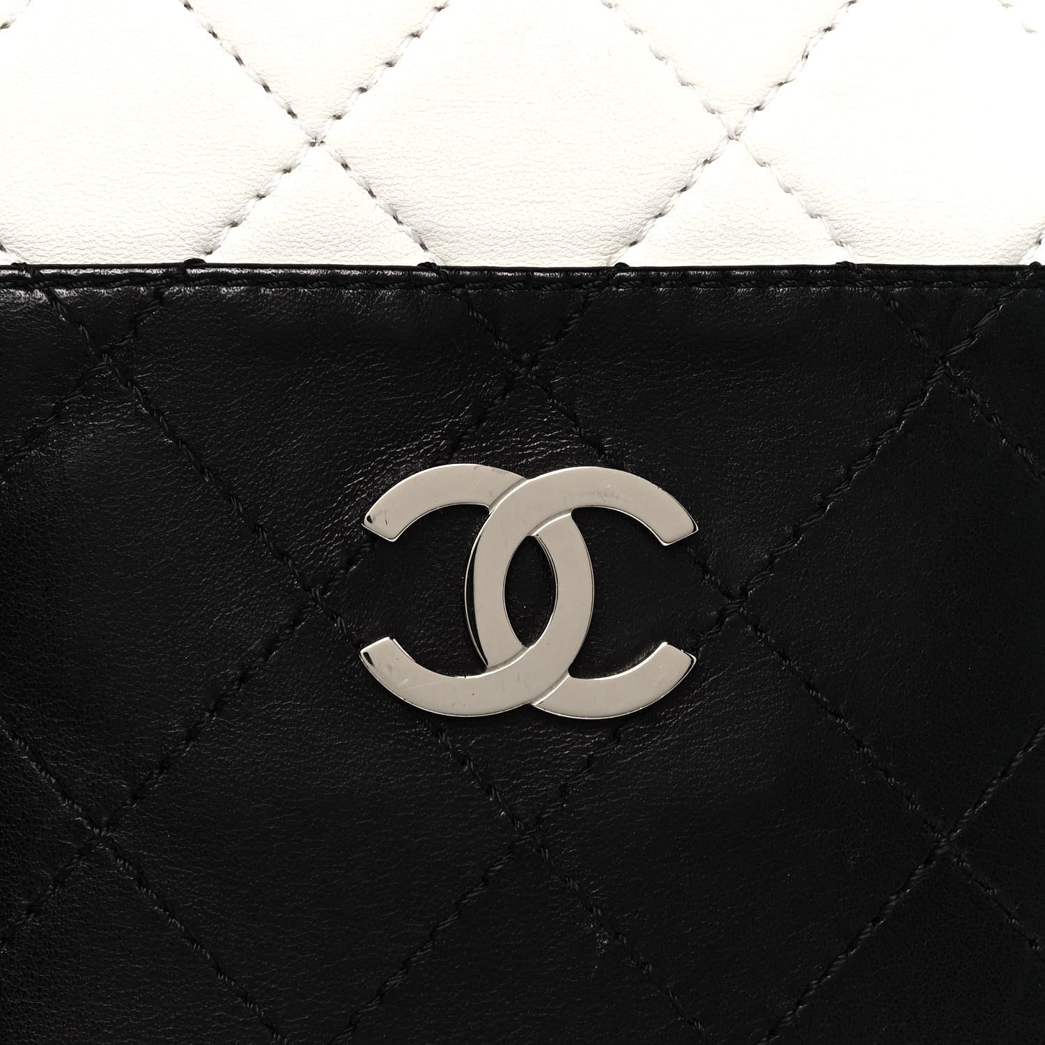 Chanel Lambskin Quilted Vertical Tote Black White 8 of 12