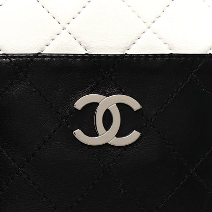 Chanel Lambskin Quilted Vertical Tote Black White 8 of 12