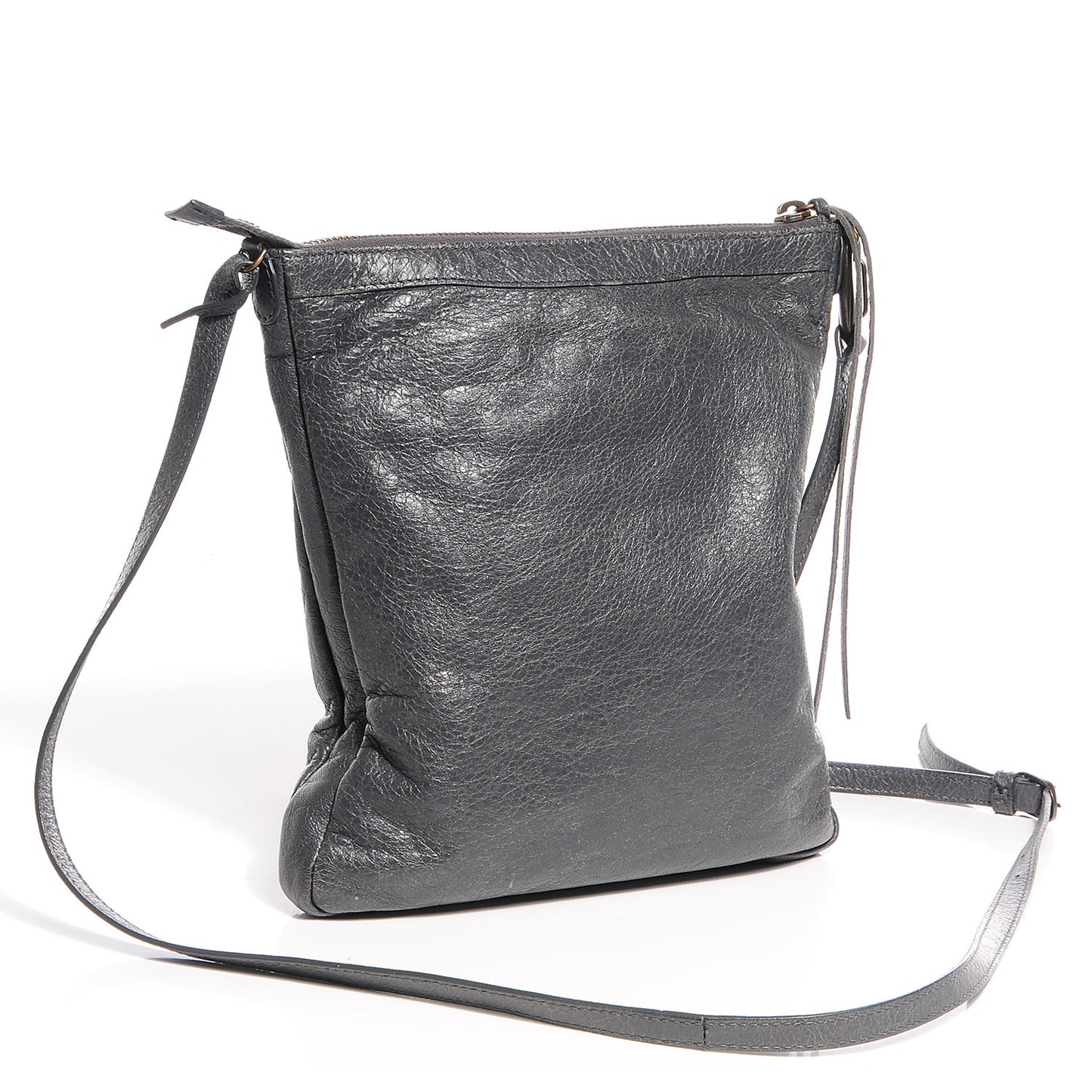 Agneau Classic Hardware Flat Crossbody Gris Tarmac