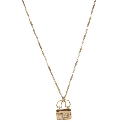 Hermes 18K Yellow Gold Diamond Constance Pendant Necklace 1 of 7