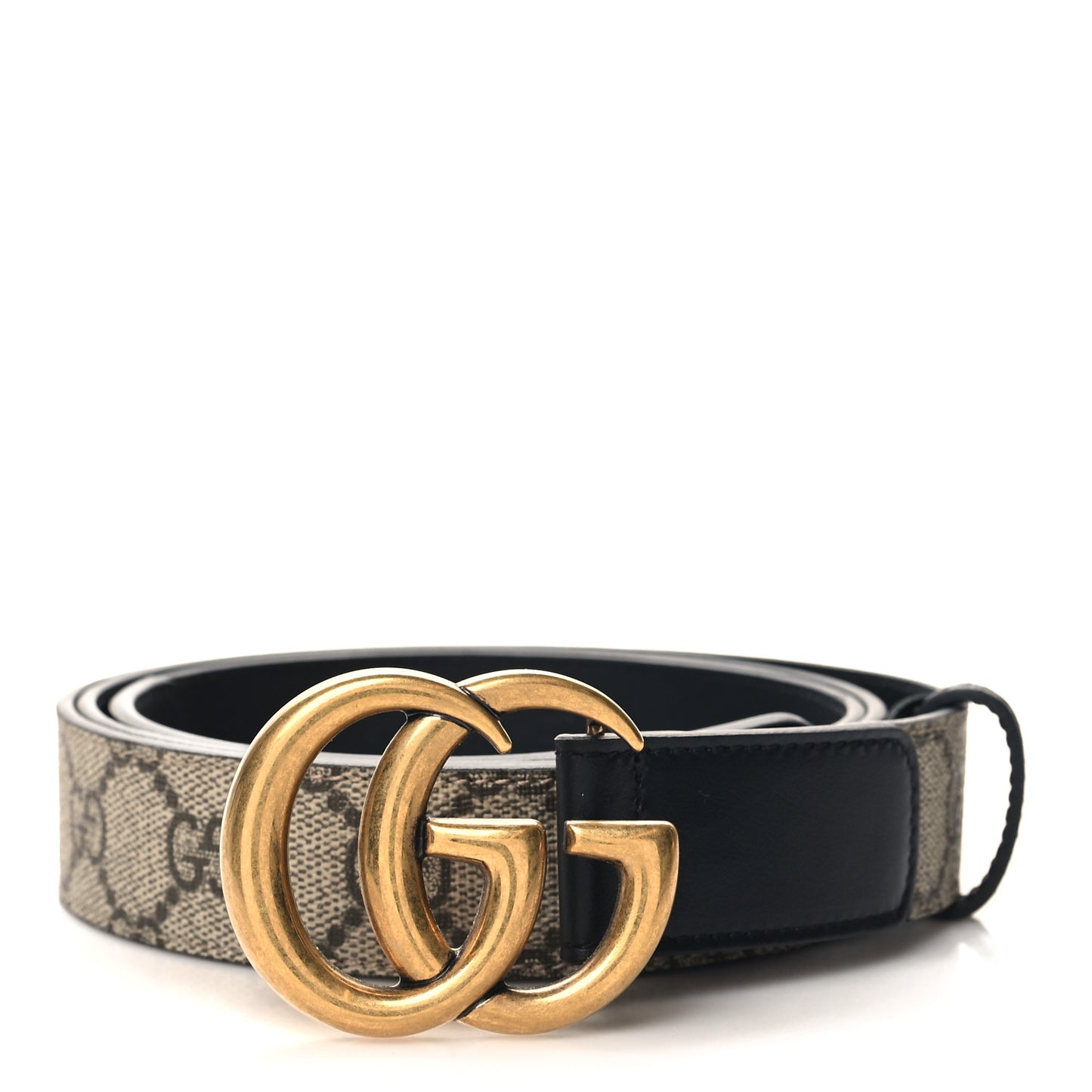 GG Supreme Monogram Matte Plutone Calfskin Double G 30mm Belt 115 46 Beige Ebony Black