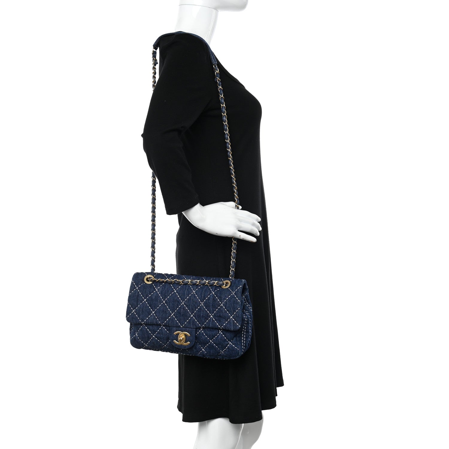 Chanel Denim Quilted Medium Denim Trip Single Flap Blue 2 of 9