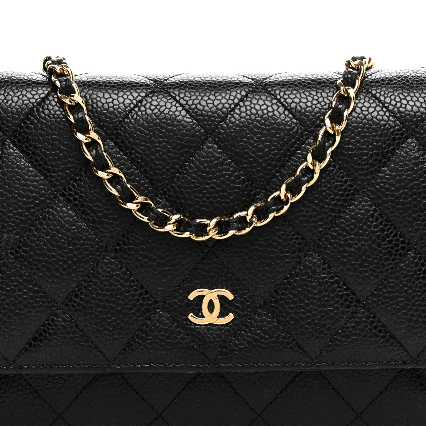 Caviar Quilted Wallet on Chain WOC Black