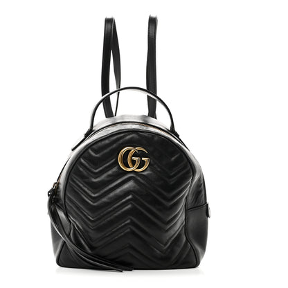Gucci Calfskin Matelasse GG Marmont Dome Backpack Black 1 of 13