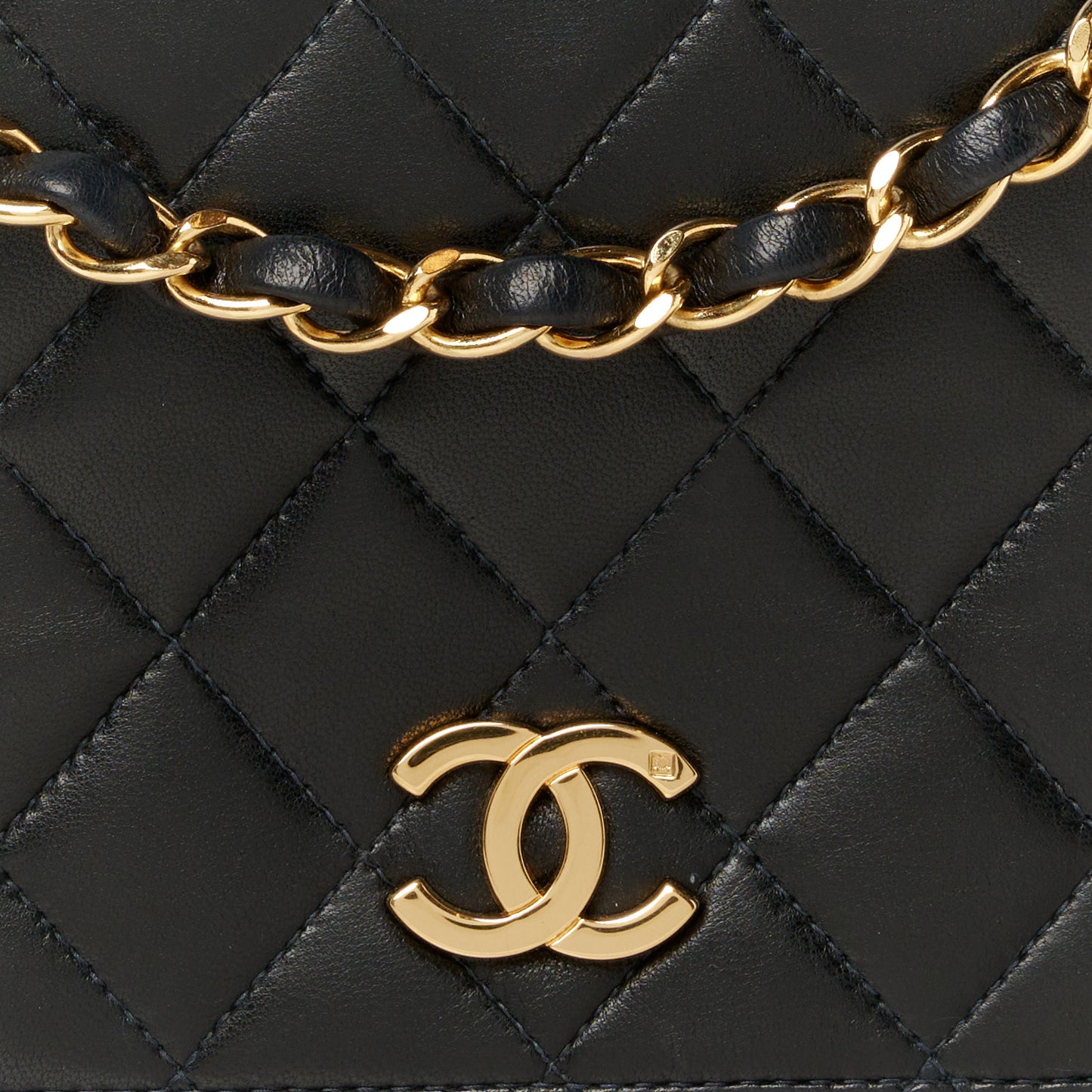Lambskin Quilted Small Single Flap Black