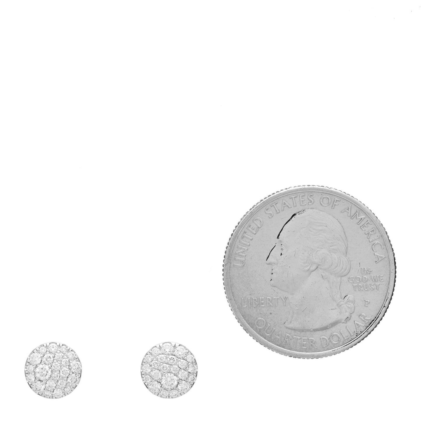 18K White Gold Diamond Metro Stud Earrings