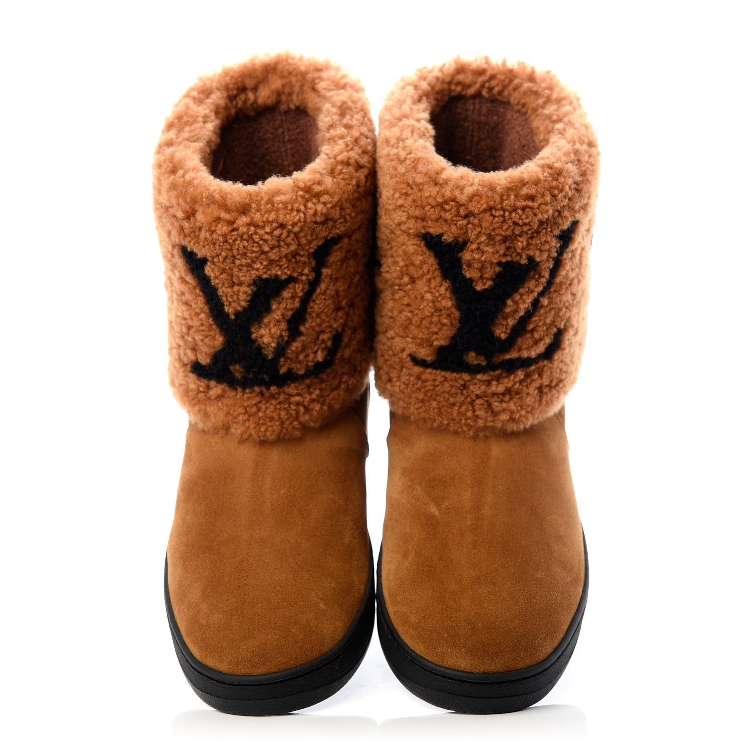 Louis Vuitton Suede Calfskin Shearling Snowdrop Flat Ankle Boot 40 Cognac 5 of 10
