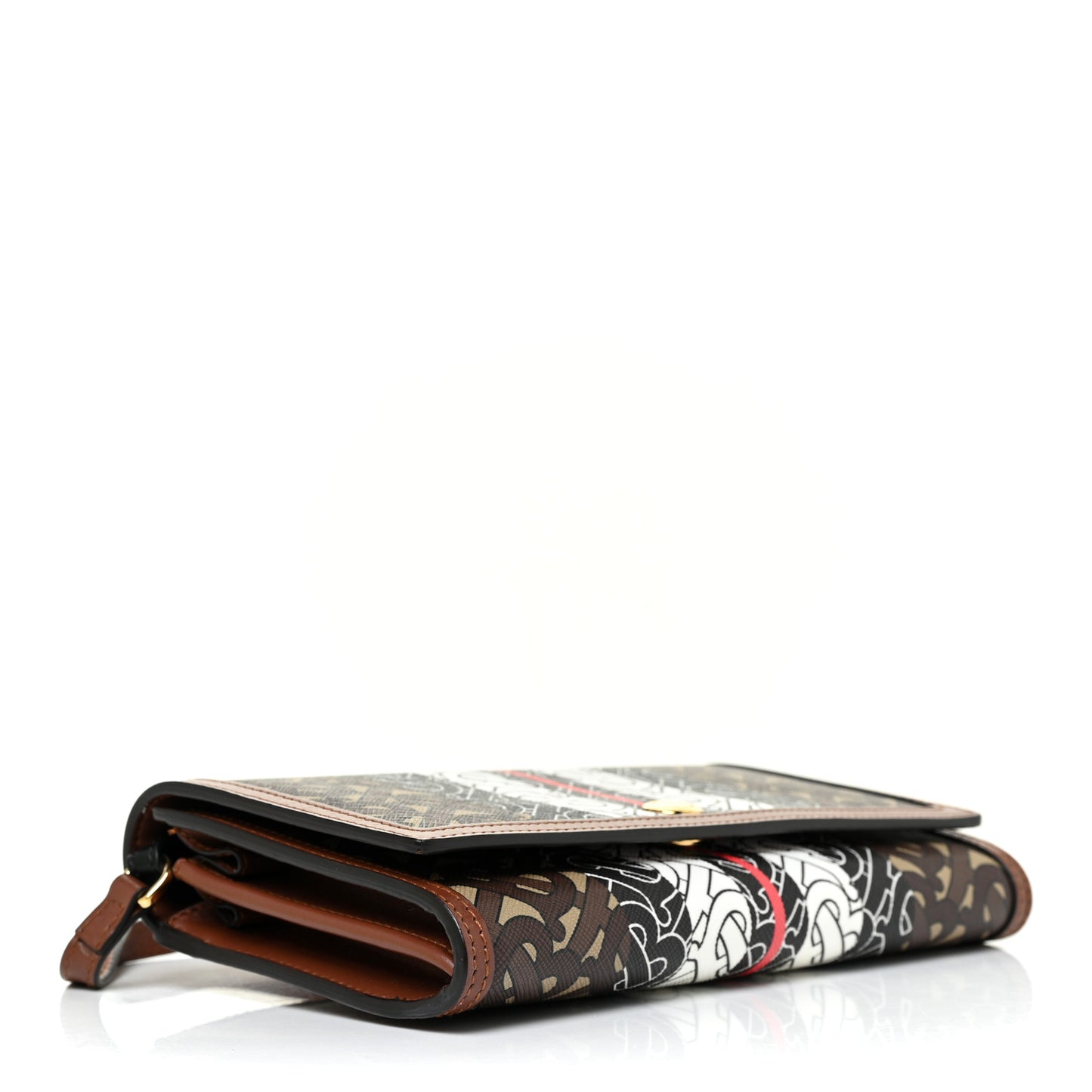 E-Canvas Monogram Stripe Hannah Wallet Bridle Brown