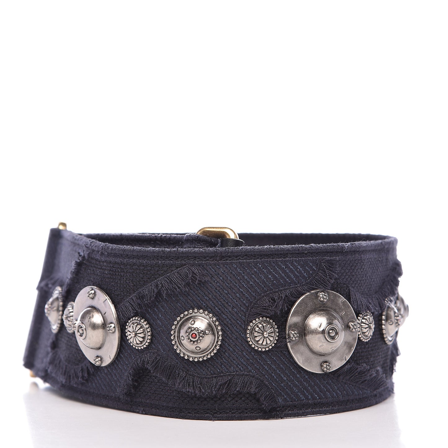 Canvas Embroidered Studded Camouflage Shoulder Strap Blue