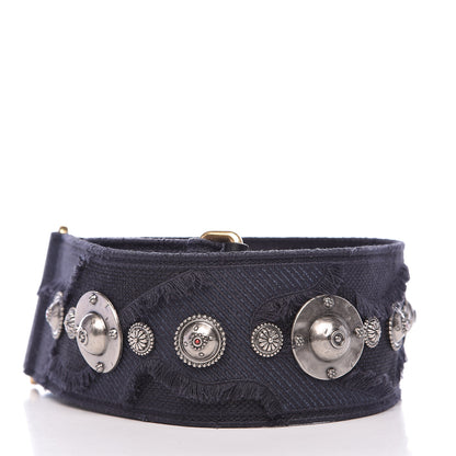 Christian Dior Canvas Embroidered Studded Camouflage Shoulder Strap Blue 2 of 5