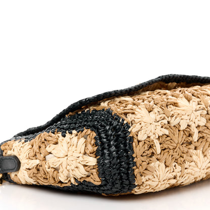 Gucci Raffia Azalea Calfskin Crochet Flower Small GG Marmont Shoulder Bag Natural Ecru Black 10 of 11
