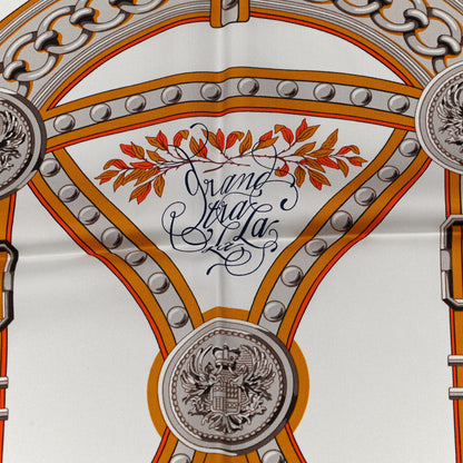 Hermes Silk Twill Grand Tralala 90 White Caramel Miel 6 of 6