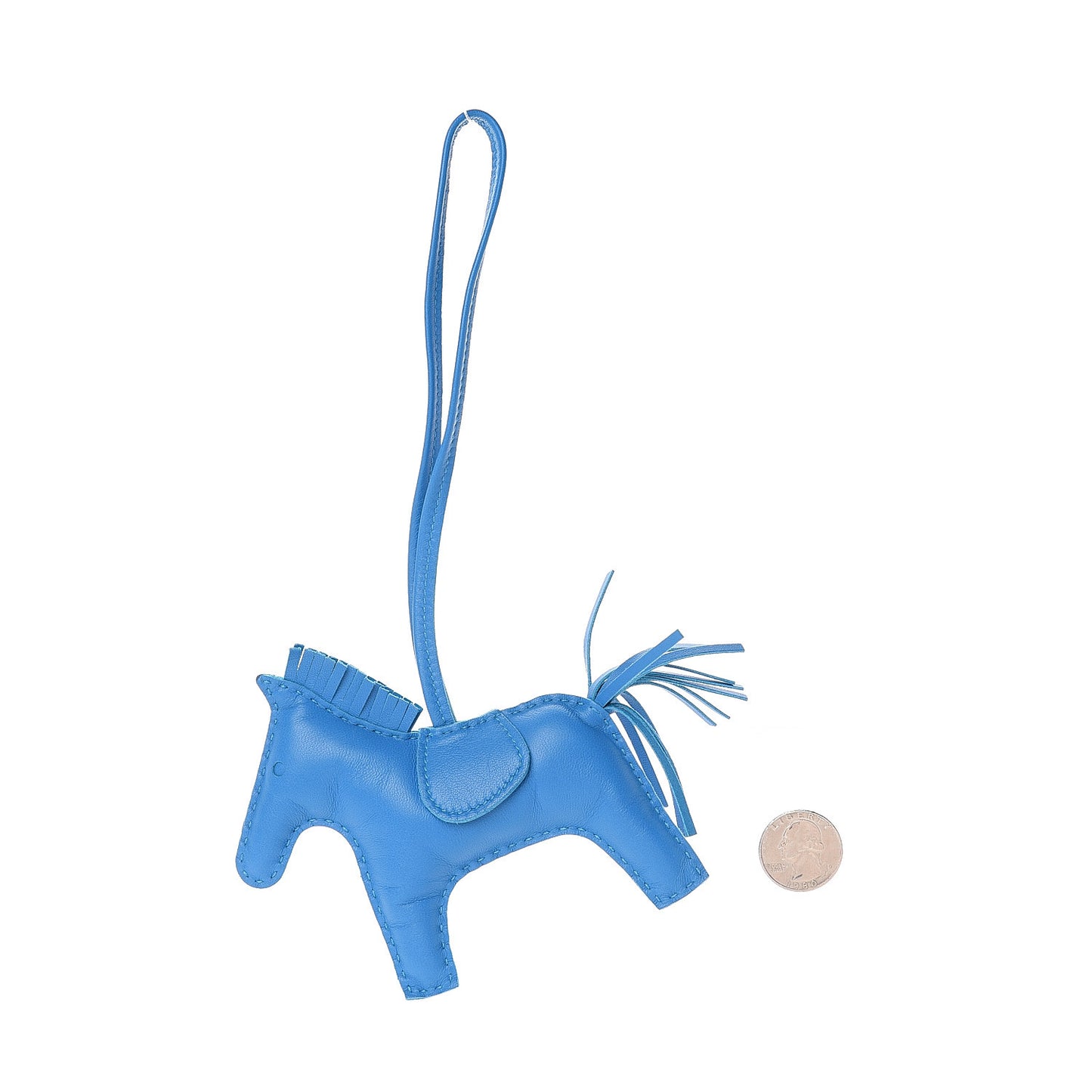 Milo Lambskin Grigri Rodeo Horse Bag Charm MM Bleu Zanzibar