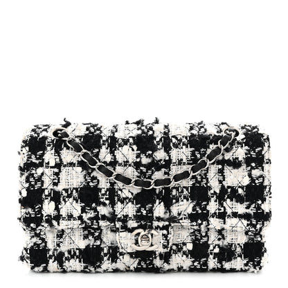 Chanel Tweed Sequin Quilted Medium Double Flap Black White 1 of 10