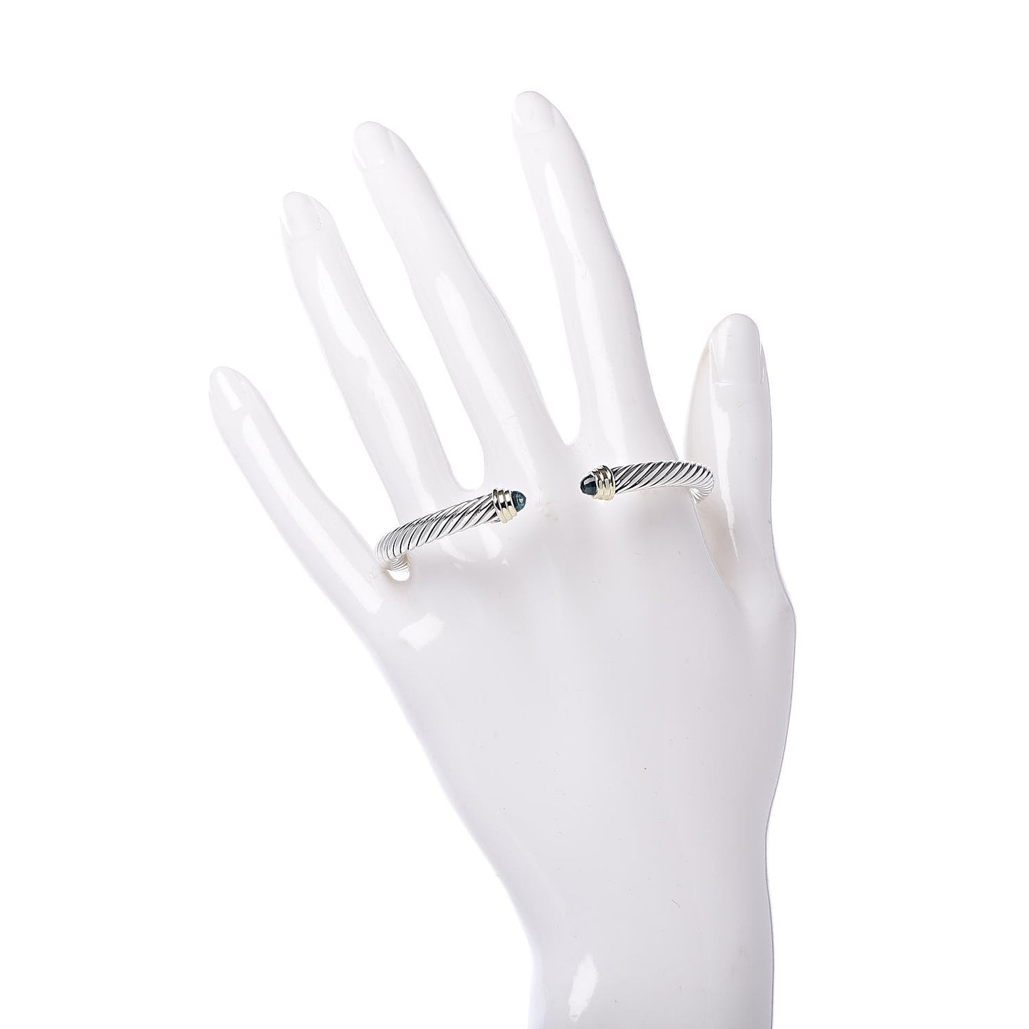 Sterling Silver 14K Yellow Gold Blue Topaz 5mm Cable Classics Petite Color Bracelet