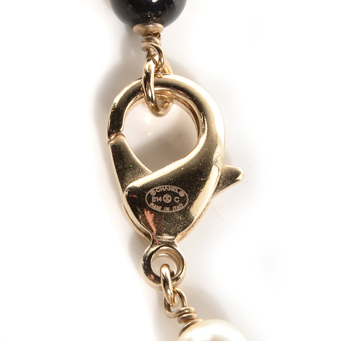 Pearl CC 100th Anniversary Coco Charm Necklace Black Beige Gold