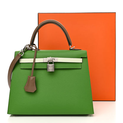 Hermes Epsom Tri-Color Kelly Sellier 25 Vert Yucca Vert Fizz Etoupe 11 of 11